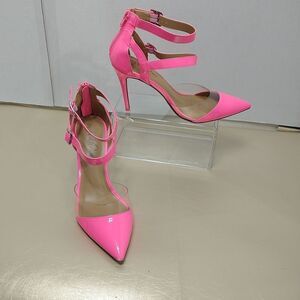 Wild Pairs SZ 10 M Hot Pink Stiletto Zip Sandals